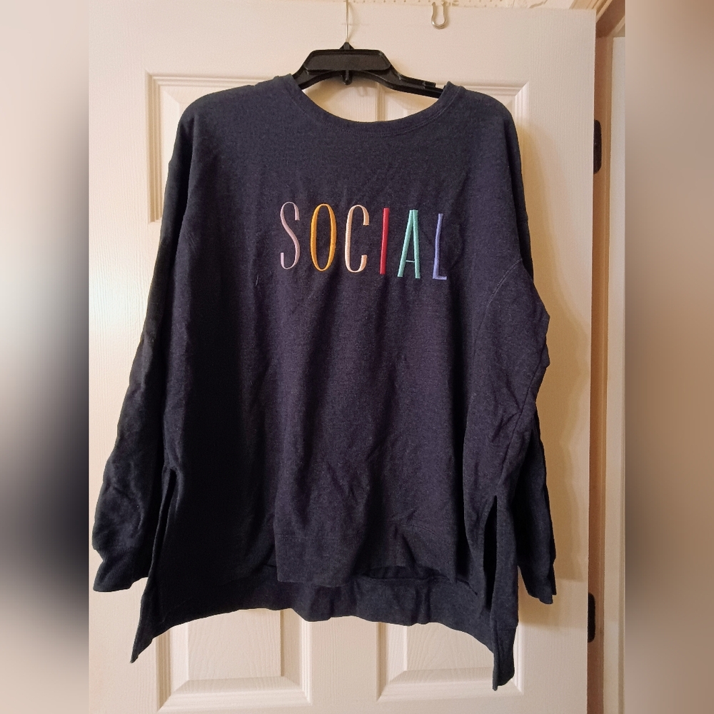 Wildfox Navy Sweatshirt with Colorful Lettering